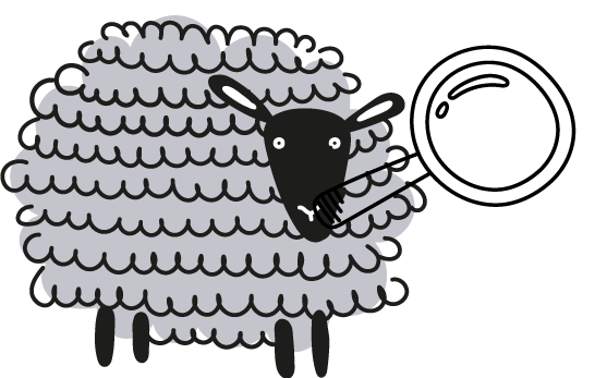 Grafik Schaf mit Lupe
