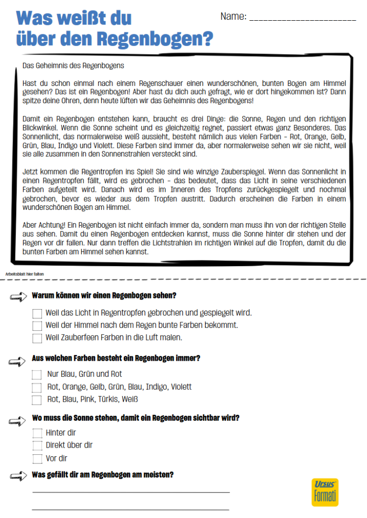 Was weißt du über... den Regenbogen? - Ursus Formati Lehrer:innen